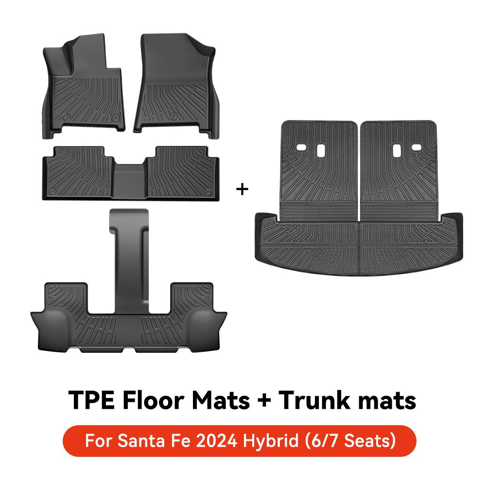 YZ For Hyundai Santa Fe MX5 Sonata Tucson NX4 Kona Grandeur KIA Sorento Car Trunk Mat Luggage Mat TPE LHD Set Floor Liner Mat