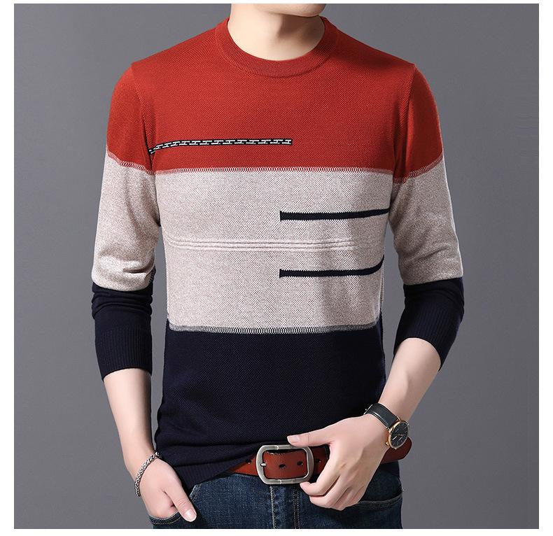 Весенние новые мужские свитера с длинным рукавом, простые повседневные свитера с круглым вырезом для мужчин среднего возраста