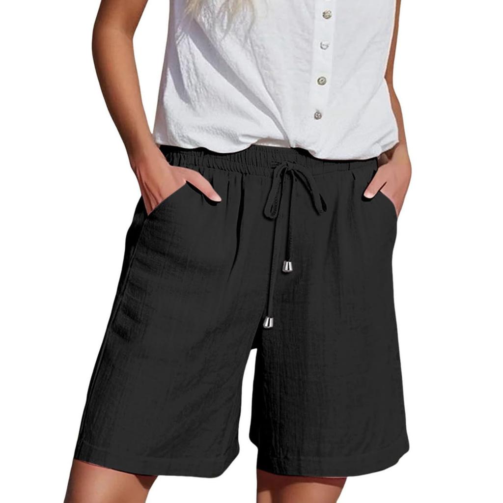 Women Elastic High Waist Pant Casual Fit Wide Leg Long Pants Trousers With Pockets