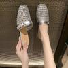 Модная женская сетчатая обувь-мюли, роскошные новые тапочки, балетки, сандалии 2025, дизайнерская обувь с вырезами, летние слинги, повседневная обувь с пряжкой, женская обувь