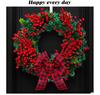 Cross-border Red & Black Plaid Christmas Wreath with Bow & Artificial Berries - Country Style Door Decor