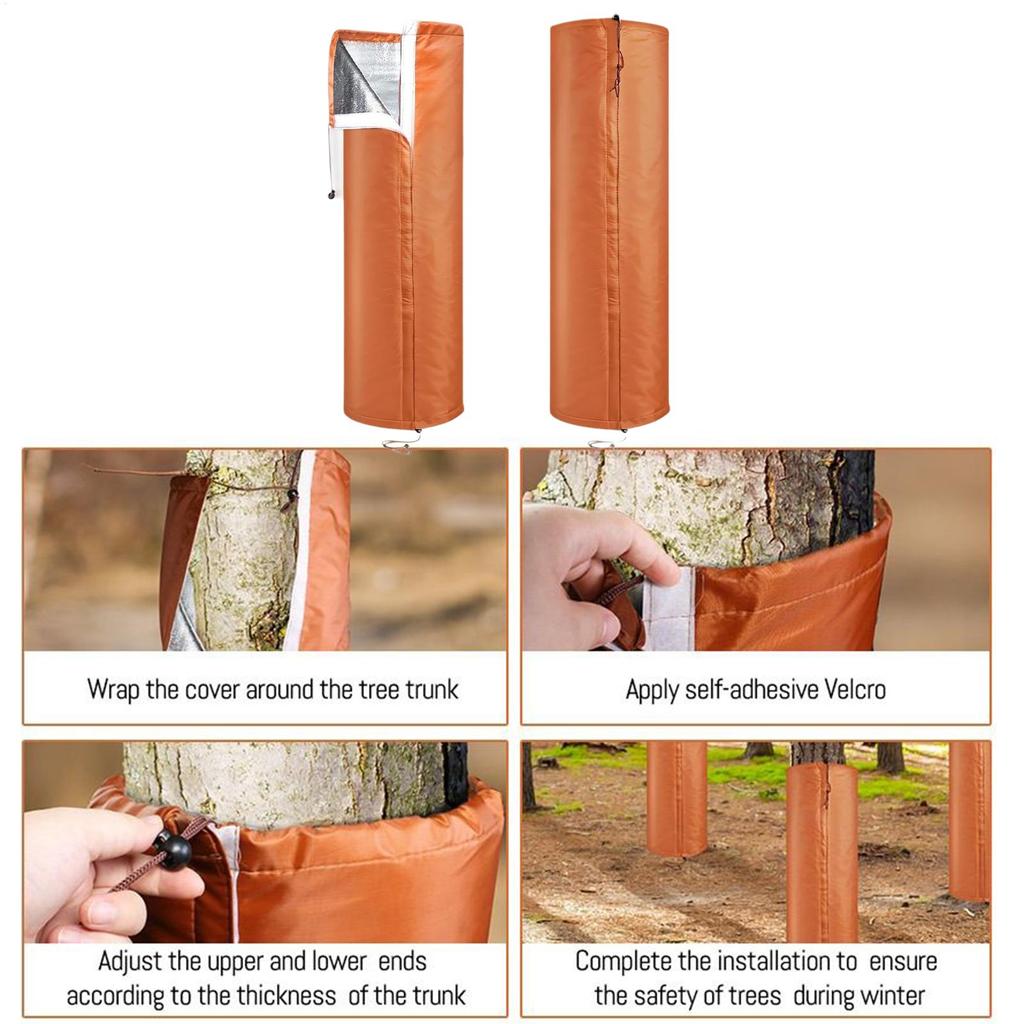 Winter Tree Trunk Freeze Protection Cover Cylindrical Tree Trunk Protector Drawstring Thermal Insulation Wrap For Outdoor Garden Palm Trees Shrub