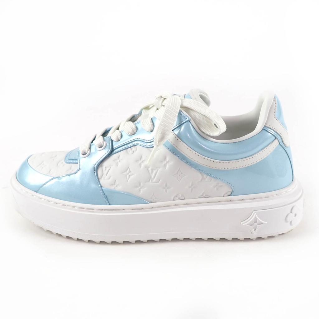 Great LOUIS VUITTON Low cut sneakers timeout line Monogram Light blue Women 37 Used
