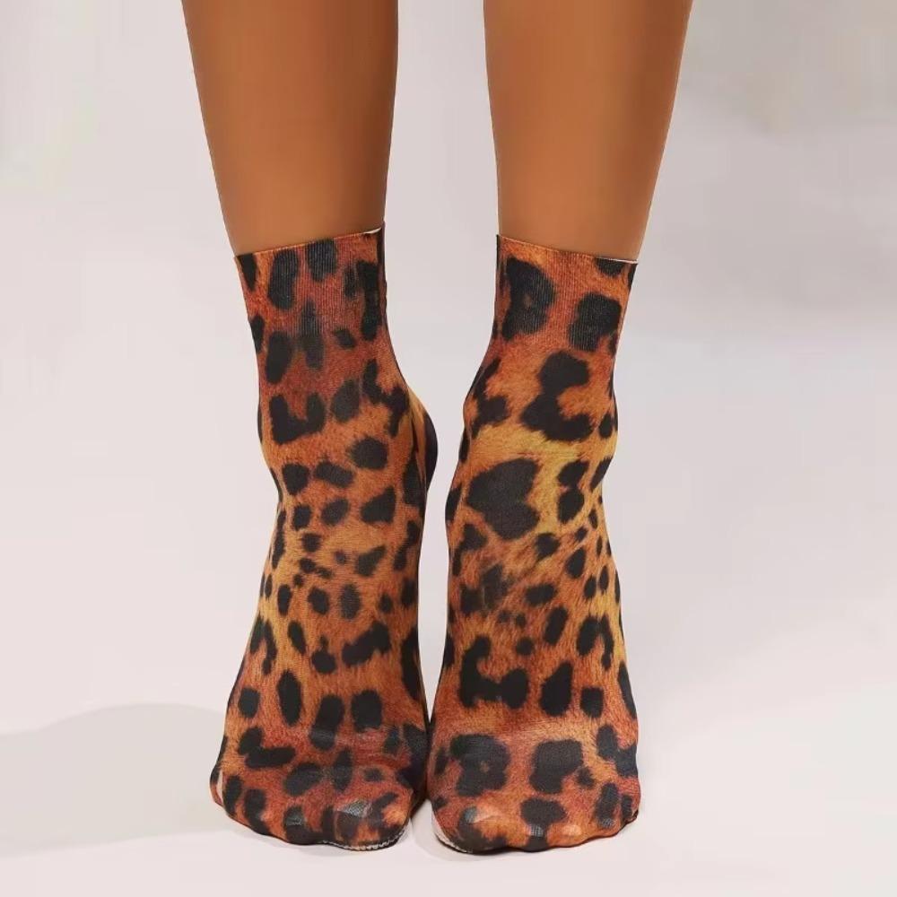 Soft Chic Leopard Print Mesh Socks Durable Women Socks New Short Socks Christmas Gifts