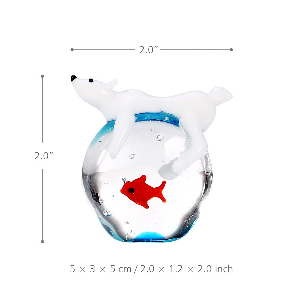Белый медведь и рыба, ручная работа, искусство животного, ручное выдувное стекло, художественная фигурка дикого животного, украшение для дома