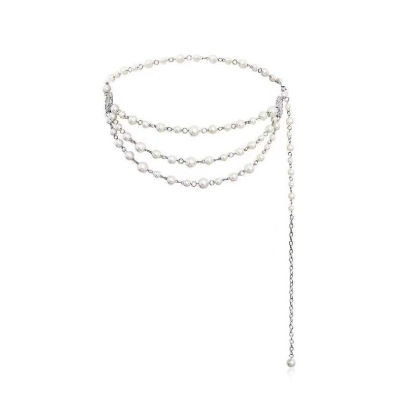 Многослойный поясной ремень Современный барочный жемчуг для уличных танцев Музыкальный фестиваль Джинсовый ремень для платья Украшение для тела Универсальный