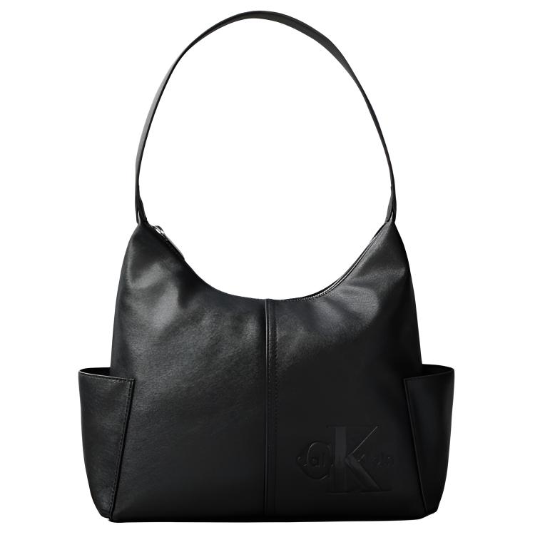 Calvin Klein Элегантная Повседневная Наплечная Сумка для Поездок с Тиснеными Буквами из Синтетической Кожи Женские сумки Космический-Черный 4F3876G-UB1