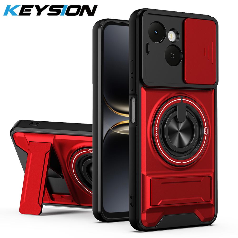 KEYSION Магнитный чехол для телефона TECNO Spark 40C 4G с защитой выдвижной камеры, вертикальной подставкой, кольцом 360° и ударопрочной задней крышкой
