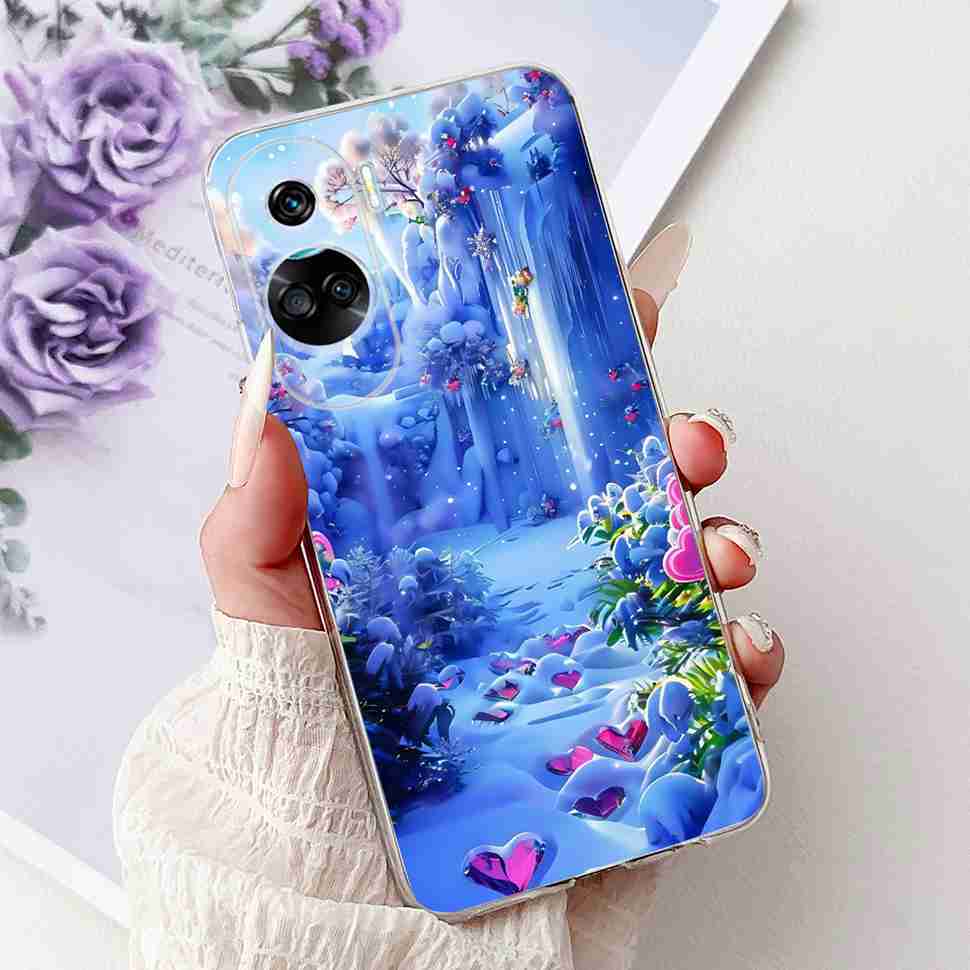 For Huawei Honor 90 Lite Case New Painted Flowers Soft Silicone TPU Cover For Honor 90 Lite CRT-NX1 6.7" Shockproof Phone Cases