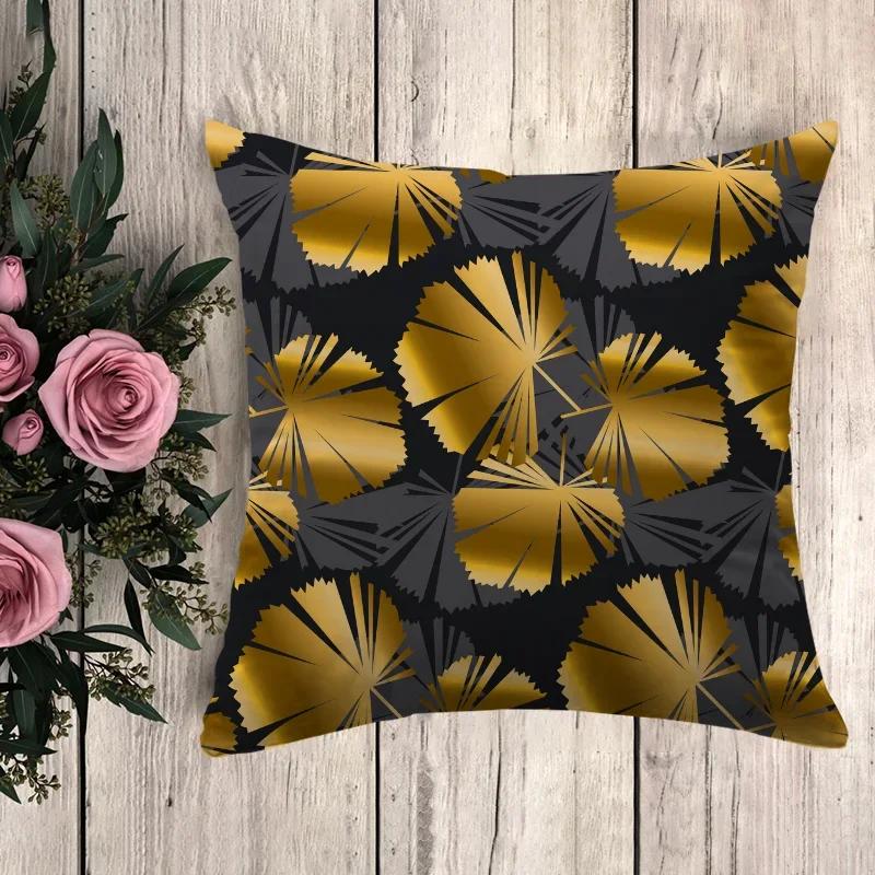 Подушка в стиле аниме с черным золотым принтом Декоративные наволочки Наволочка для дивана Подушки Чехол для подушки x Декоративные подушки