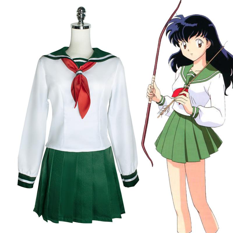 Аниме Косплэй InuYasha Higurashi Kagome женская униформа для девочек рубашка юбка костюм Хэллоуин карнавальные костюмы для взрослых