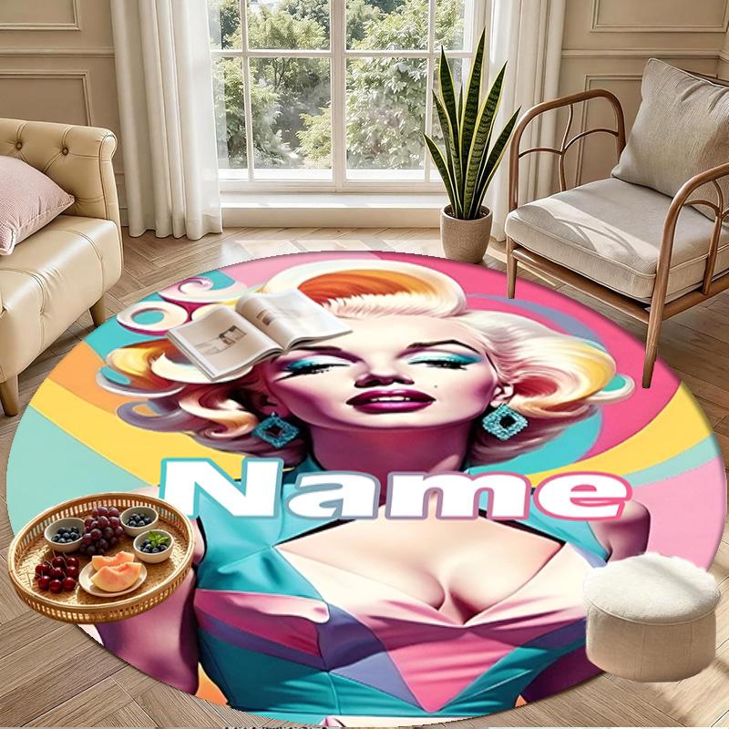 Custom Name Personalized Singer Print Round Rug, Versatile Home Decor Carpet, for Playroom, Apartment, Balcony, Entryway, Hallway Gift