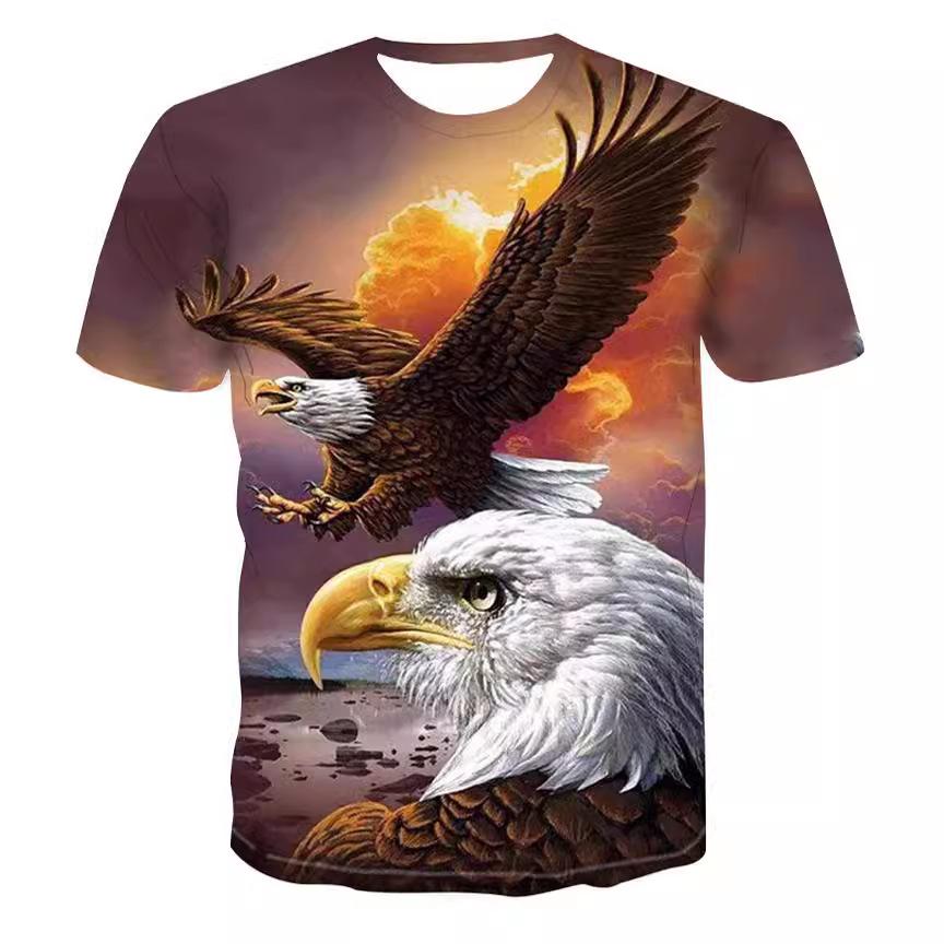 Летняя новая мужская футболка Eagle с короткими рукавами и 3D-цифровым принтом