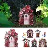 Wooden Fairy Gnome Door Figurines Handmade Fairy Gardens Doors Garden Decoration