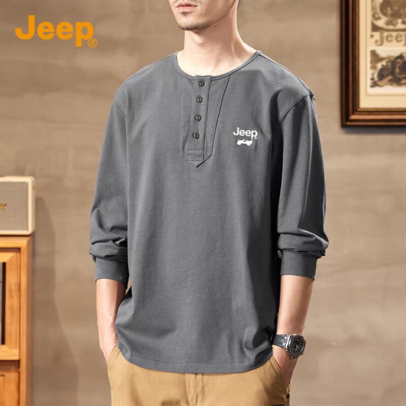 Jeep Мужская футболка с длинным рукавом из чистого хлопка