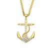 Хип-хоп европейский и американский мужской металлический бриллиант с подвеской в виде лодки и якоря, ожерелье с вакуумным сохранением цвета, гальванический орнамент из нержавеющей стали