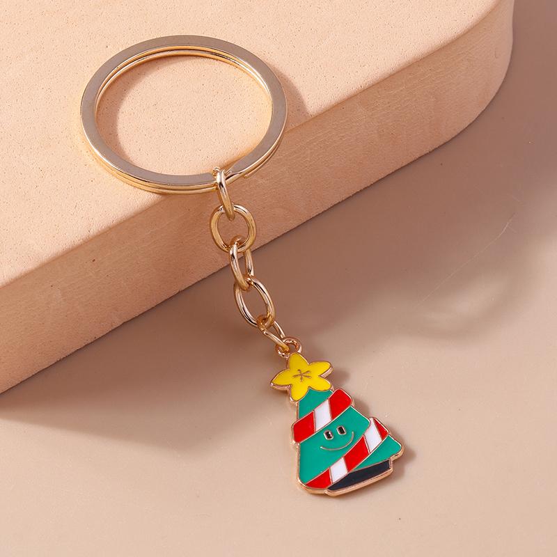 Cute Enamel Christmas Santa Claus Keychain Snowman Key Ring Pendants for Key Holder Handbag Accessories DIY X'mas Jewelry Gift