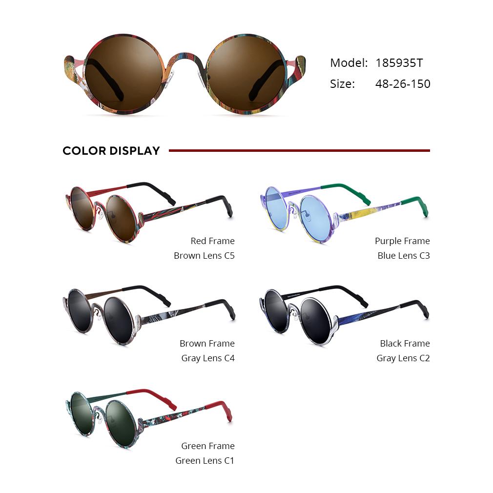 Borregls Print Titanium Sunglasses Women 2026 New High Quality Fashion Round UV400 Polarized Sun Glasses Vintage Shades 185935T