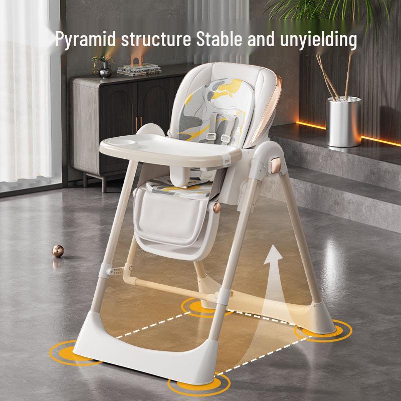 Multifunctional Baby High Chair (0-6 Years): Foldable, Convertible To Rocker, Recline & Sit Positions for Dining & Rest.