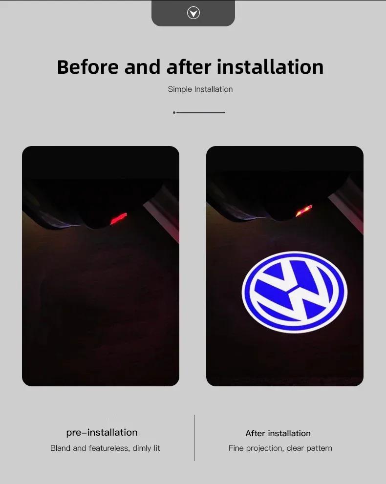 Car HD Door Welcome Lights Led Projector Decor Lamp For VW R Line GTI Atlas Jetta Touareg Variant Golf Polo Taos Nivus Passat Ti