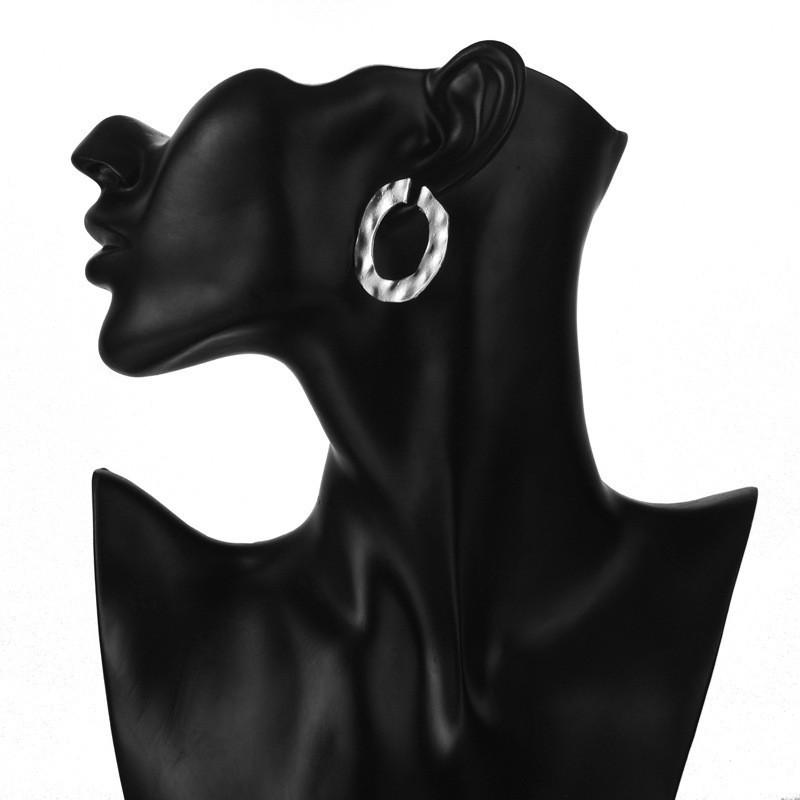 Popular Women's Alloy Round Hoop Earrings With Geometric Elements Gold And Silver