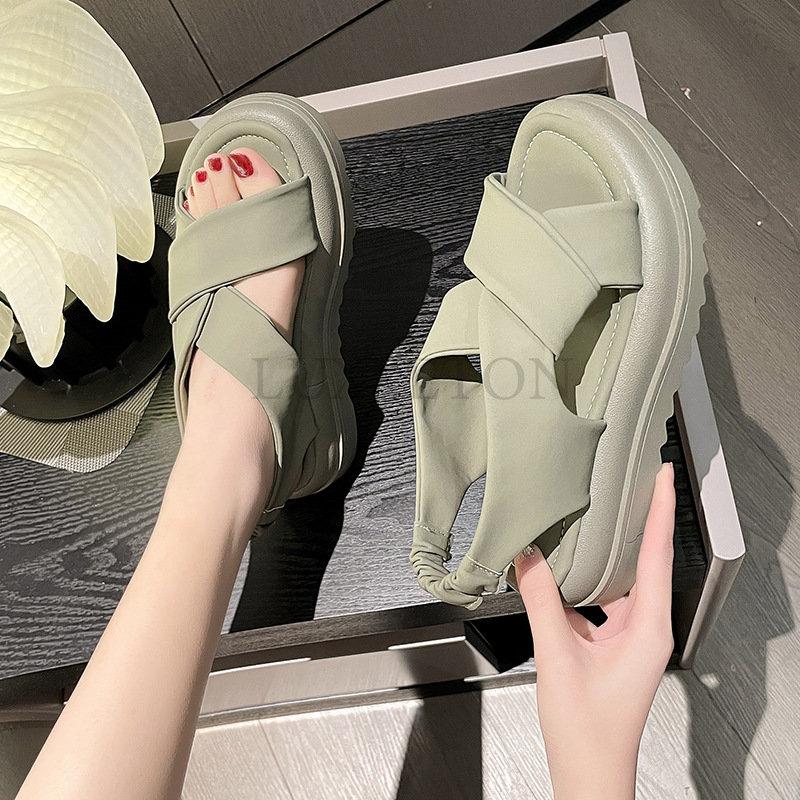 Sandals Women Platform Sandals Summer Women Fashion PU Lightweight Buckle Sandals Platform Heel Sandals Sandalias Mujer