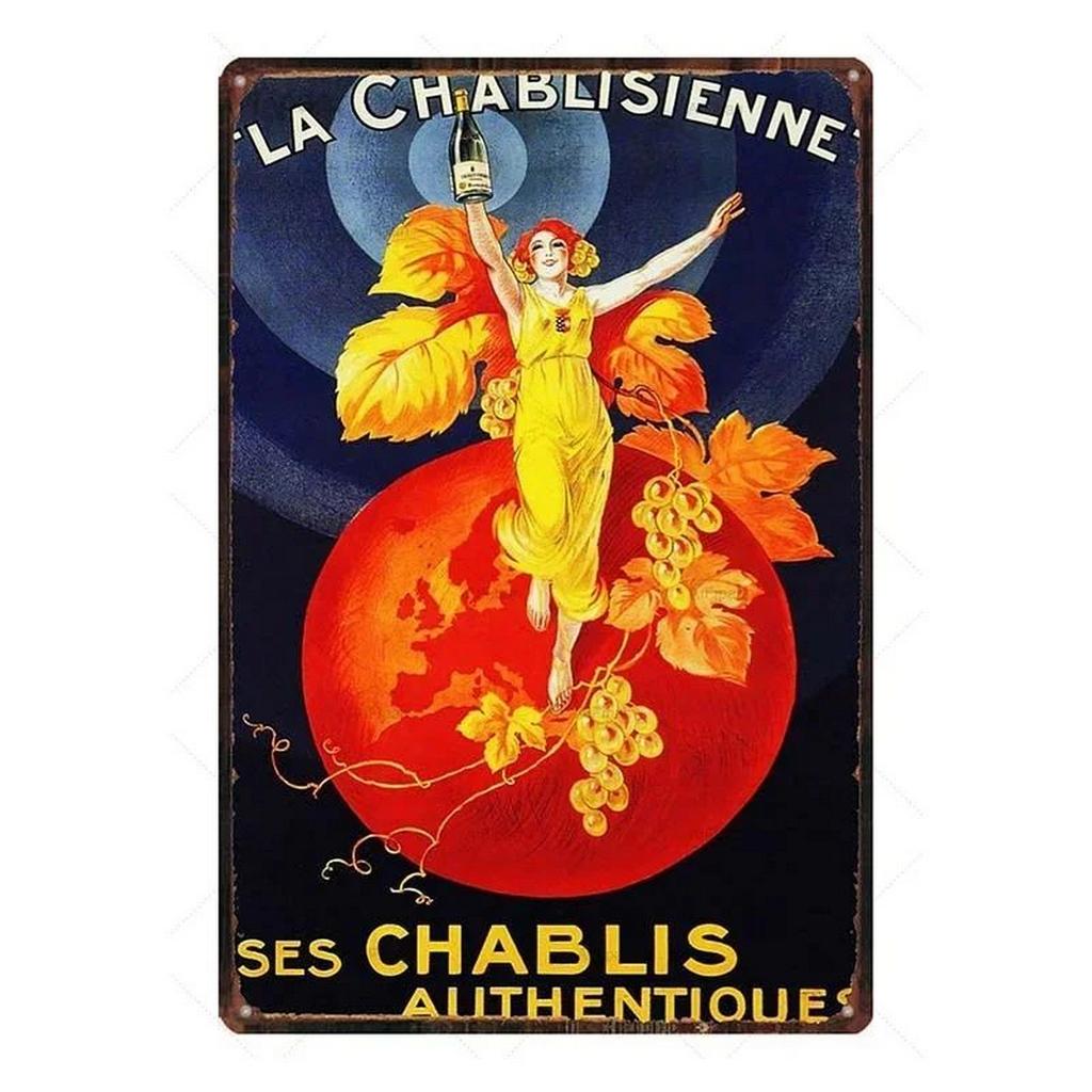 Metal Tin Signs Chablis Fiorino Wall Decoration Plaque Vintage Art Poster Iron Painting for Man Cave Home Cafe Garden Club Bar