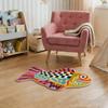 Vintage Curved Fish Floor Mat Soft Plush Water Absorbent Non Slip Retro Art Pattern Bathroom Kids Room Decor Rug