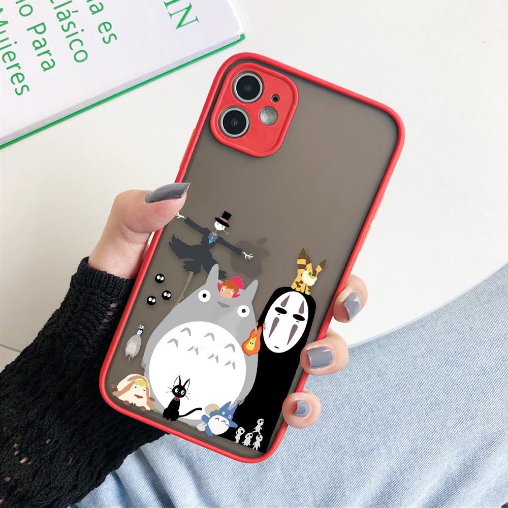 Чехол для телефона с японским аниме и забавным Тоторо для iPhone 11 12 13 14 Pro Max XR X 8 7 Plus Pro XS Mini Skin Feeling Cases Silicone Cover