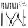 Hair Extension Tool Kit Stainless Steel Pliers MIcro Beads Remover Threader Looper Sectioning Clips Wefting Sewing Extensions