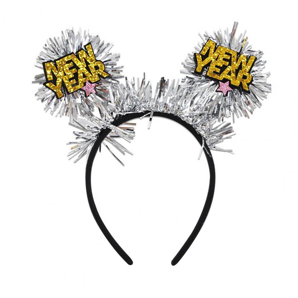 Number-shaped Logo Headband 2026 Logo Hairband 2026 New Year Headband with Glitter Letters Tinsel Hairband Wine for Countdown