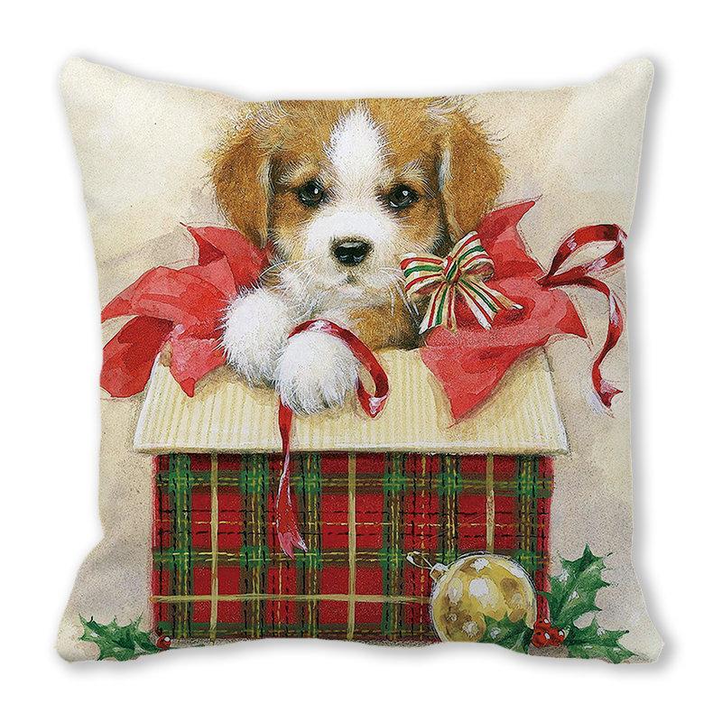Рождество кошка собака 2022 новый год рождественское украшение подушка наволочка снеговик подарок