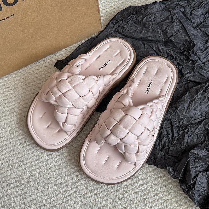 Новая летняя вафельная корейская версия односложных сандалий для женщин, модные и универсальные повседневные нескользящие классные тапочки для девочек