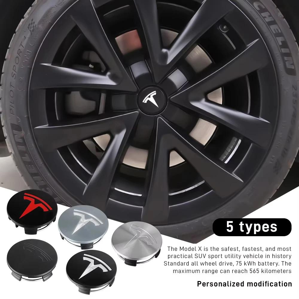 bfxhr7 4pcs For Tesla Model 3 S X Y Cybertruck Roadster Car Badge Wheel Center Hub Cap Cover Accessories Auto Styling
