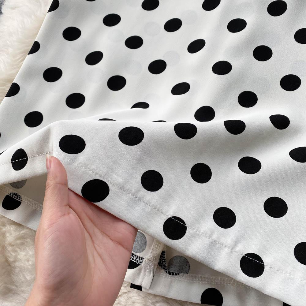 Юбка миди женская весенне-летняя с высокой талией А-силуэта юбка в горошек универсальная простая юбка-карандаш