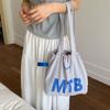 Light Weight Letter Shoulder Bag Nylon Tote Bags Simple Drawstring Bags  Ladies
