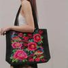 Сумка-тоут из холста с цветочной вышивкой, сумка через плечо в этническом стиле, сумка большой емкости для женщин
