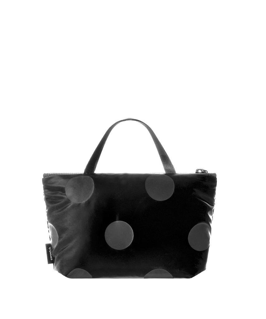Косметичка Sweetch Handle Pouch 002 Глянцевая черная в горошек