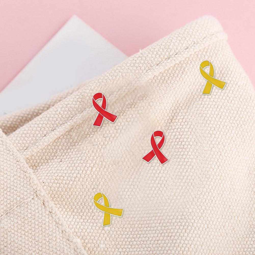 Желтая лента для осведомленности Значки Детская осведомленность о раке Любовь к раку Эмаль Уход ВИЧ Лацкан Bowti M5K5