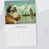 Календарь Dog Gone Fishing 2026 Спиральный переплет Плавное перелистывание страниц Настольный календарь для дома, офиса, школьной парты Декоративный практичный настольный аксессуар