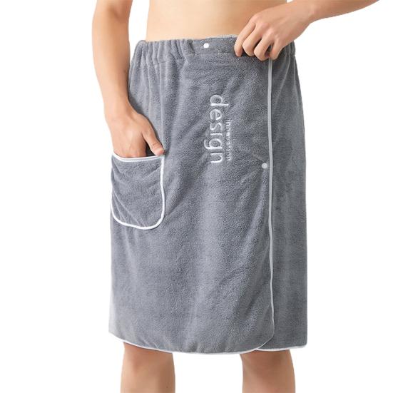Men Bath Towel Absorbent Quick Dry Bath Wrap Towel with Secure Buckle And Pocket for Gym Spa Sauna Shower