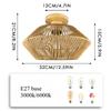 Led Rattan Ceiling Light Chinese Style Lampshade Hemp Rope Design Ceiling Light Fixture for Home Living Room Decorative Lighting