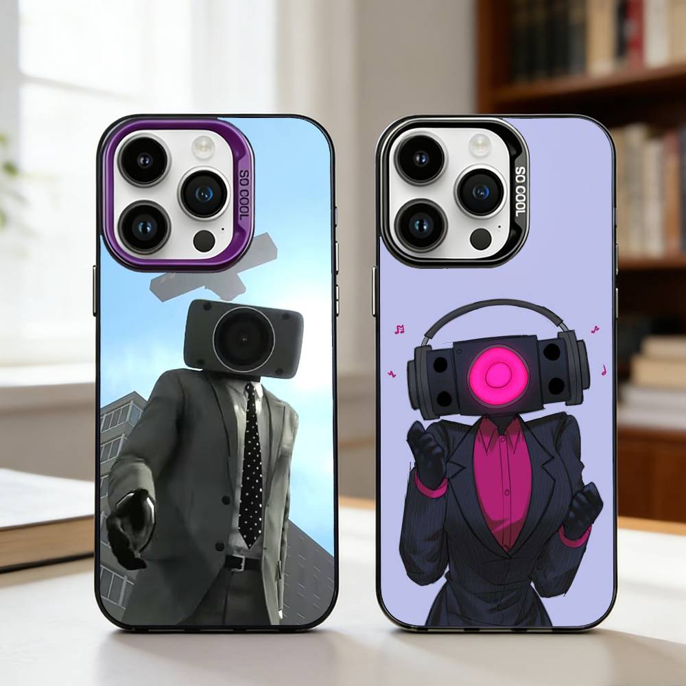 1PC Skibidi T-Toilet ANIME Phone Case For iPhone17,16,15,14,13,12,11,Pro,MAX Gray Matte Silicone Black Cover