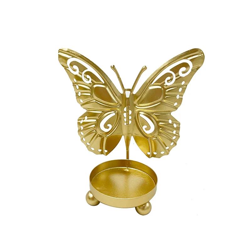 New Creative Iron Butterfly Candlestick Gold Electroplated Candlestick Iron Wire Light Luxury Candlestick Candle Holder