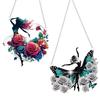2Pcs Girl Theme 2D/Flat DIY Rhinestone Diamond Art Window Pendants Crystal Painting Ornament Window Hanging Art for Home Decor