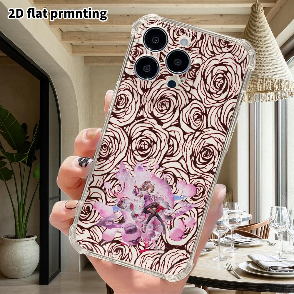 Phone Case: 2D flat design, fits iPhone 18 17 16 15 14 13 Pro, transparent four-corner protective case, pink-purple girly style, Christmas and Hallowe