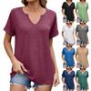 Women's Fashion Casual Solid Color V-Neck Short Sleeve T-Shirt Loose Top