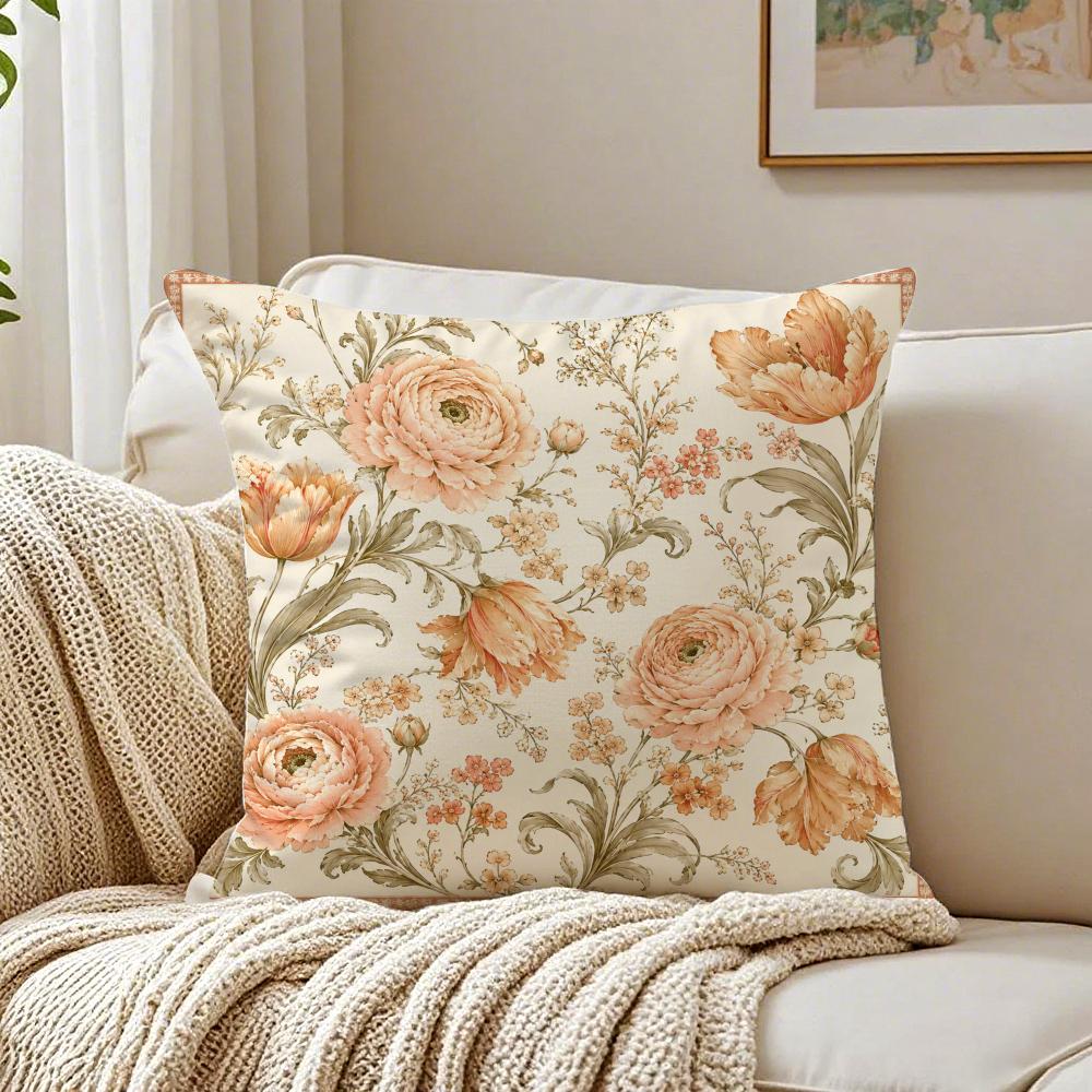 Colorful French Botanical Floral Pillow Case Organic Short Plush Cushion Covers Breathable Washable WrinkleResistant