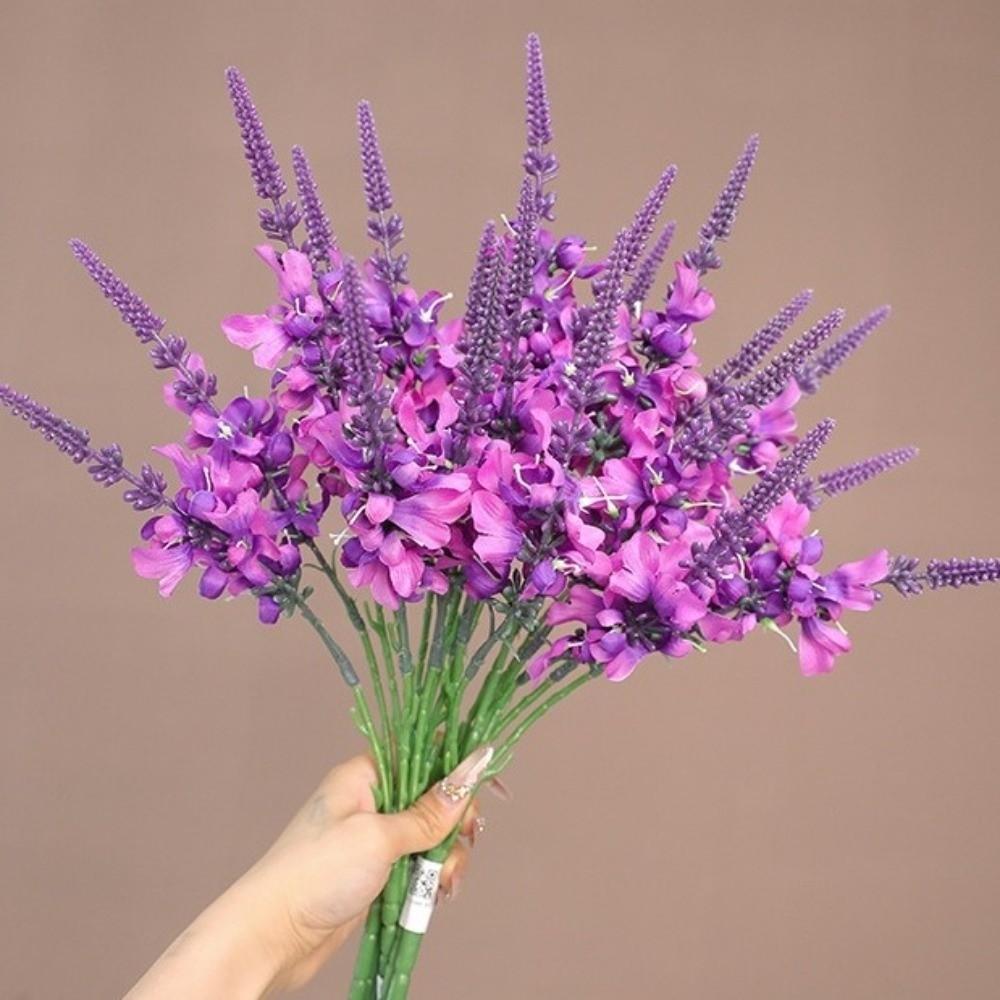 Realistic Artificial Lavender Flowers Handmade Flower Arrangement Outdoor Garden Decor