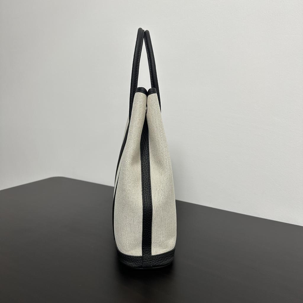 Vertical Canvas with First-layer Cowhide Garden Bag 36 Handbag Fashionable and Casual Lightweight Tote Bag Large-capacity Women's Bag